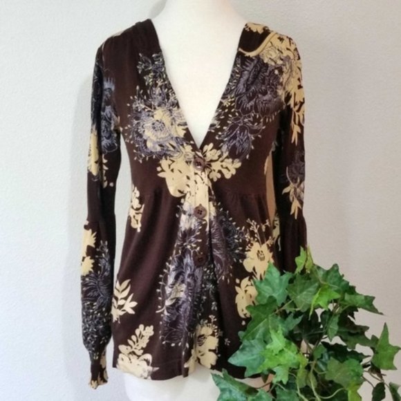 Charlotte Sweaters - Charlotte Floral Bubble Sleeve Hooded Cardigan